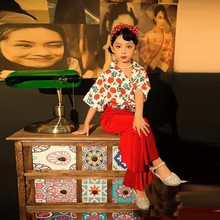 80年代主题怀旧表演出服装儿童幼儿园复古港风喇叭裤走秀女童套装