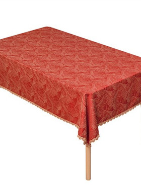 71TX红色喜庆餐桌布新年节日婚礼节庆桌布布艺茶几布台布圆桌桌布