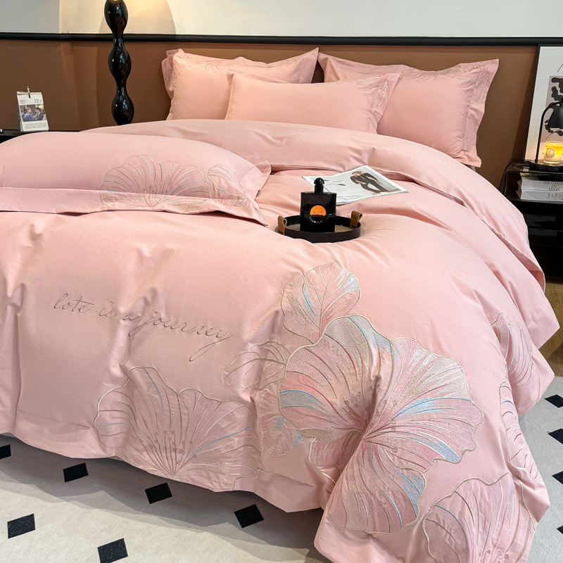 欧式级母婴100支全棉长绒棉磨毛四件套高端刺绣公主风床上用品