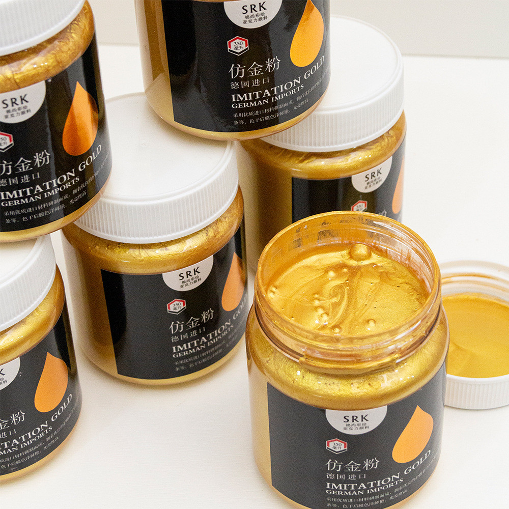 仿金粉水性漆勾金线描边金漆绘画唐卡金漆牌匾家具描涂超亮金粉