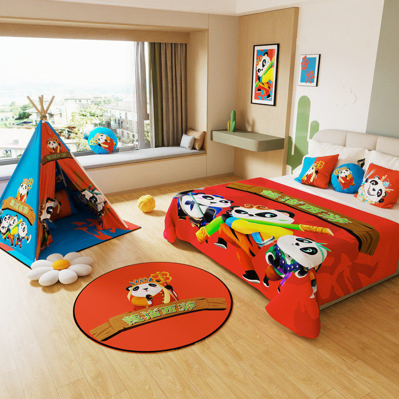 星级酒店卡通床盖主题亲子房儿童房布置装饰抱枕帐篷床尾巾床旗,床上用品,床旗,淘宝优惠券,粉丝福利购,淘宝优惠卷