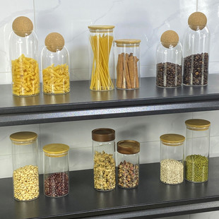 样板间厨房摆件收纳储物罐玻璃罐橱柜摆放装饰样板房软装搭配饰品