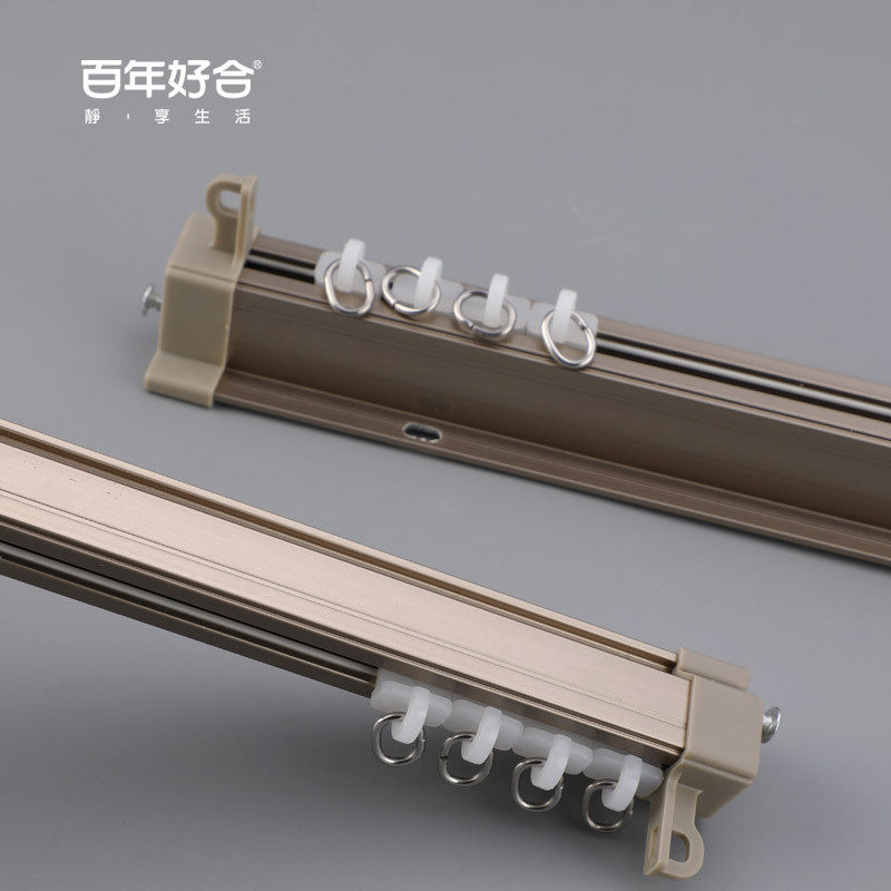 德裕窗帘轨道双加厚静音直轨导轨顶装单轨铝合金滑轨窗帘配件批发
