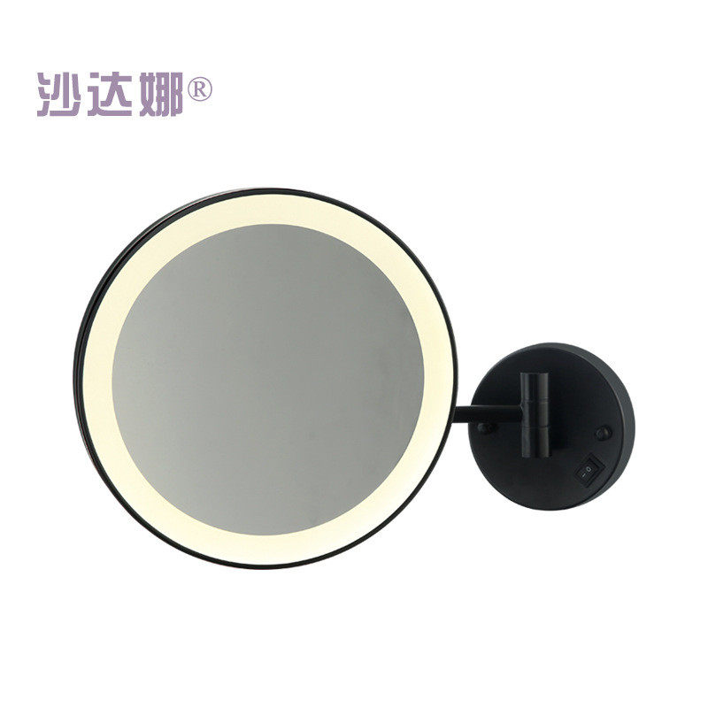 led化妆镜酒店工程9.5寸5led化妆镜放大黑色单面壁挂式可旋转倍