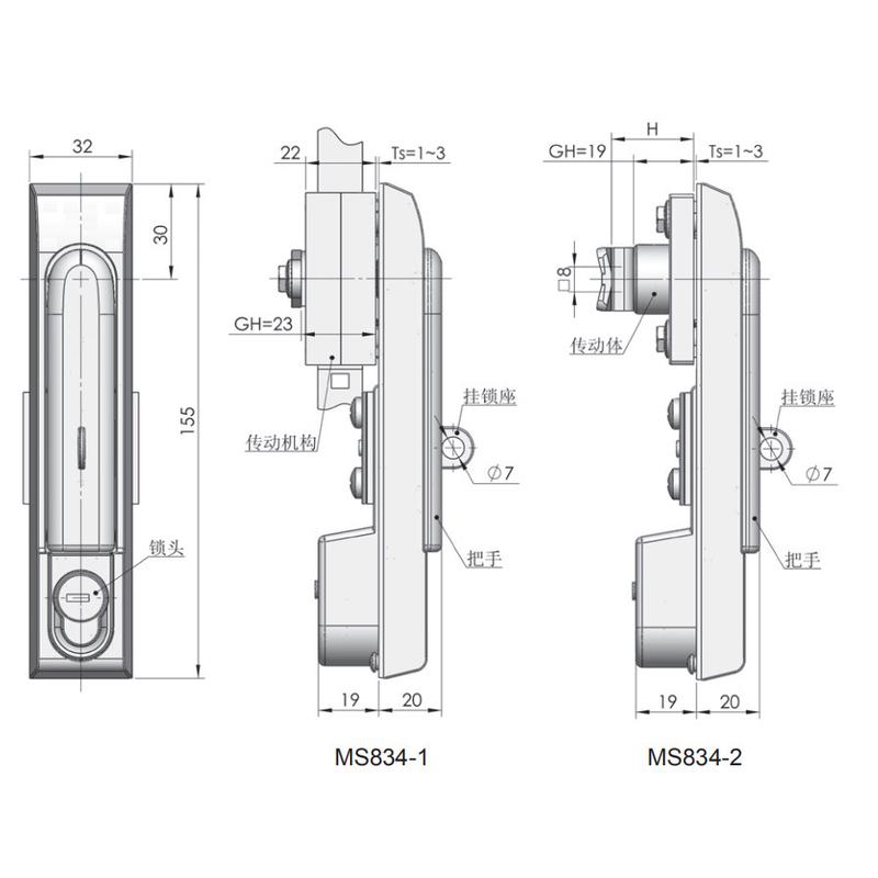 工业天地锁连杆锁拉杆锁柜门锁齿条锁电气传动ms834