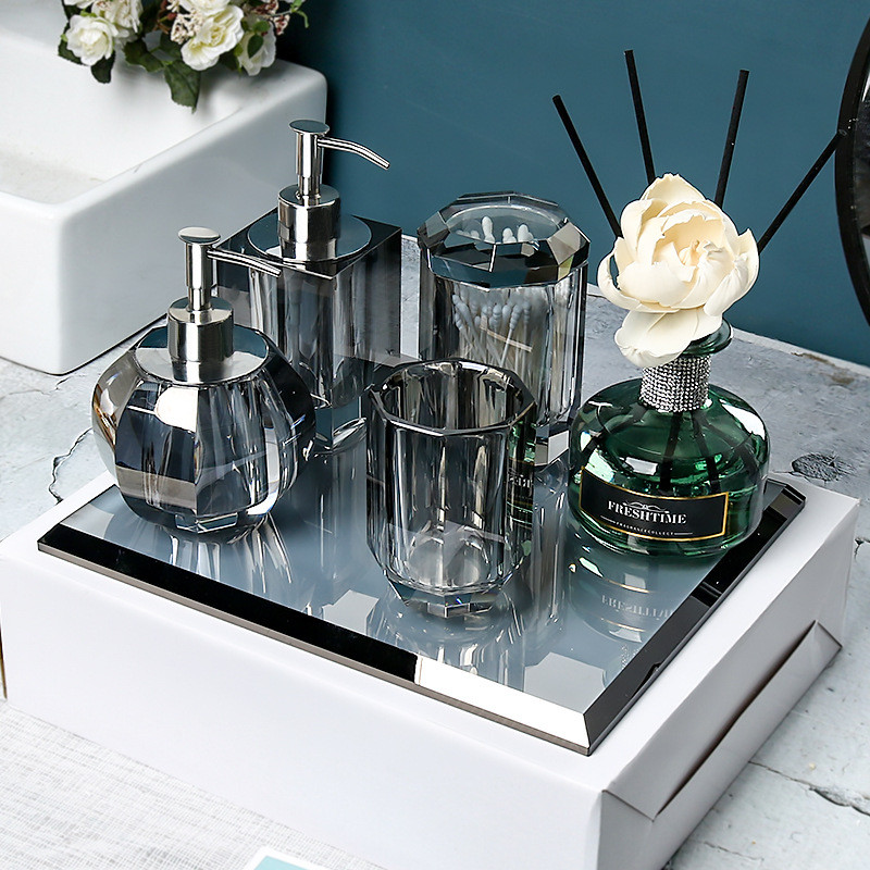 dtp9批发水晶洗漱套装情侣轻奢漱口刷牙杯托盘套件洗手液瓶按压分