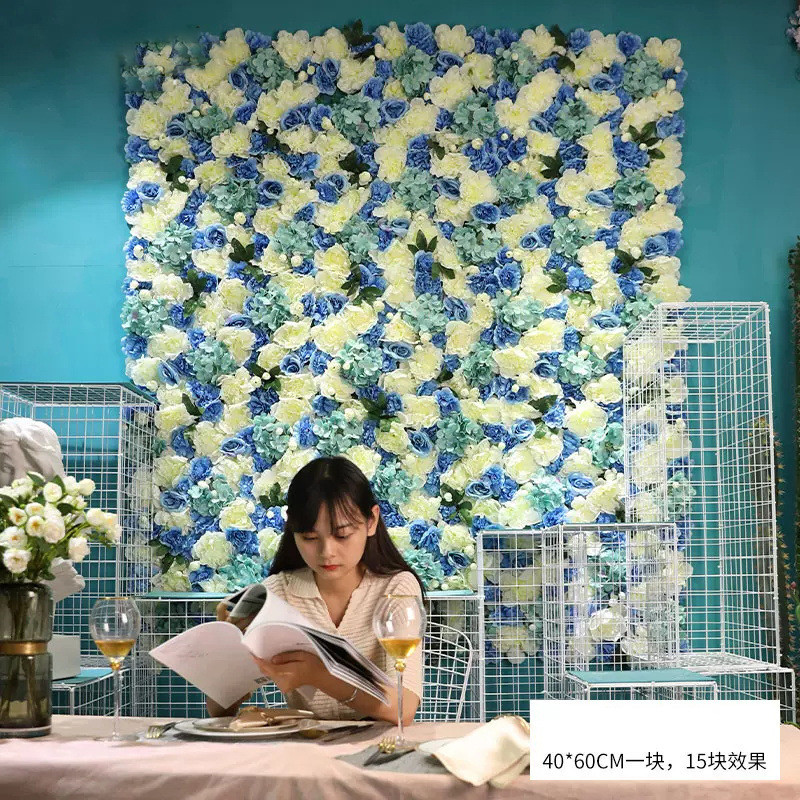 仿真花排婚庆装饰网红店商场橱窗造景假花背景墙仿真绿植花墙批发