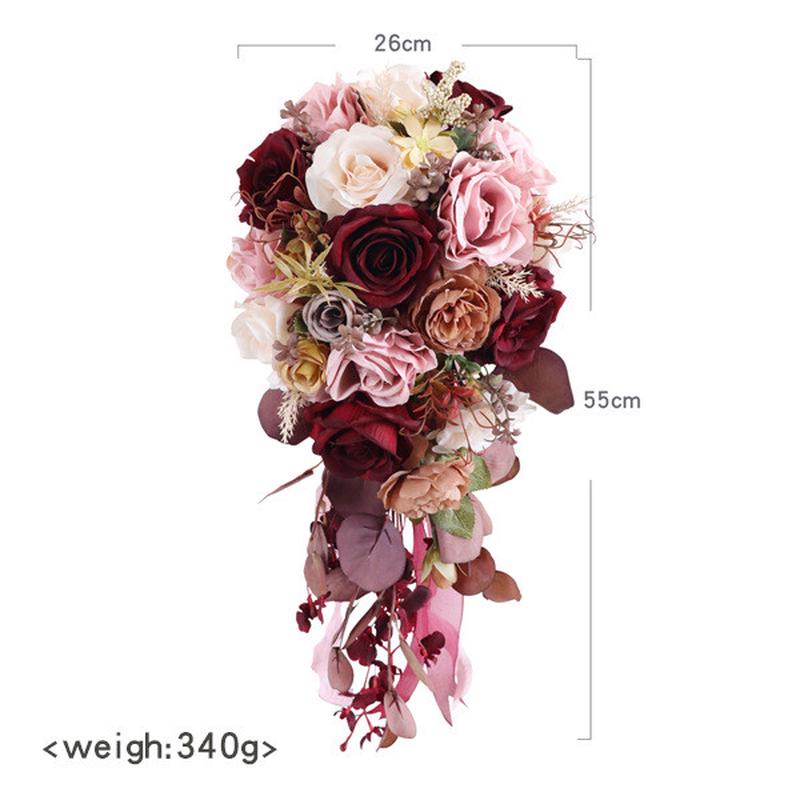 欧式婚礼新娘水滴手捧花瀑布仿真花婚庆花艺布置结婚拍照手拿花束