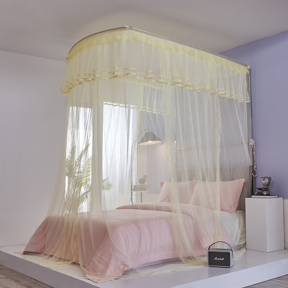 厂家批发u型可伸缩蚊帐1米8床2米双人床伸缩2024新款免安装蚊帐