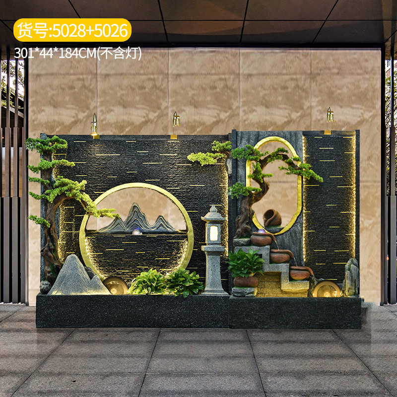 室内外户外加湿庭院喷泉落地招财水景室内屏风隔断摆件中式水幕墙