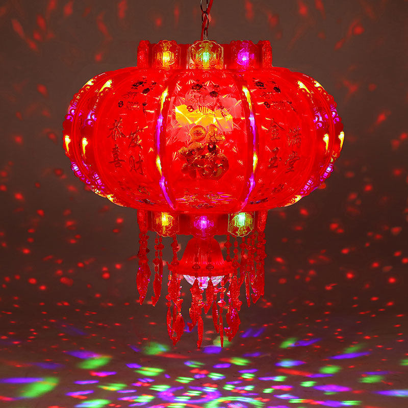 灯笼旋转七彩电动灯笼阳台led走马灯结婚喜庆红灯笼春节新年灯笼