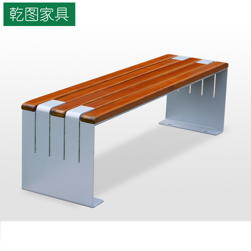 户外木塑长凳子菠萝格防腐不锈钢木椅室外三人长条凳公园成品坐凳