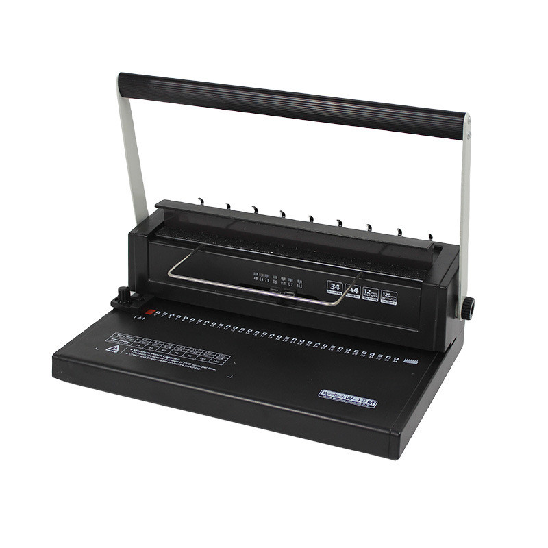 w12m铁圈yo双线圈装订机34孔a4画册办公活页本菜单标书打孔机文件