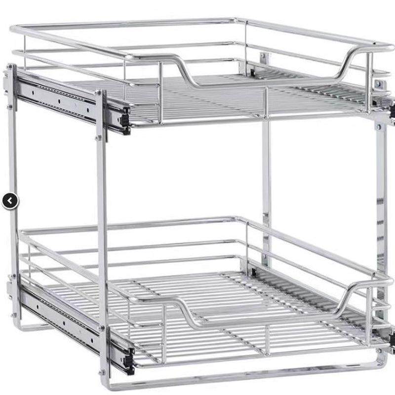电商橱柜拉篮活动双层美式拆装双轨抽屉式置物架厨房橱柜拉篮