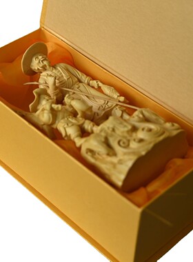 黄杨木摆件鱼翁得利满载而归木雕工艺品办公文玩饰手工雕刻摆礼品