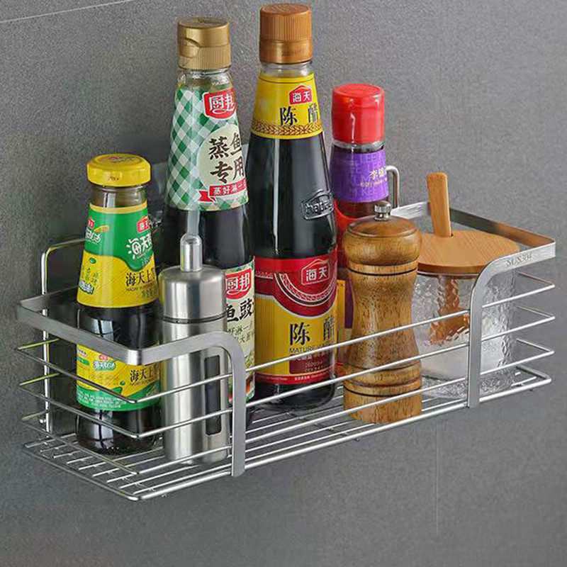 不锈钢厨房调味料收纳架浴室洗漱用品置物架镂空沥水免打孔壁挂架,收纳整理,整理架/置物架/收纳架,淘宝优惠券,粉丝福利购,淘宝优惠卷