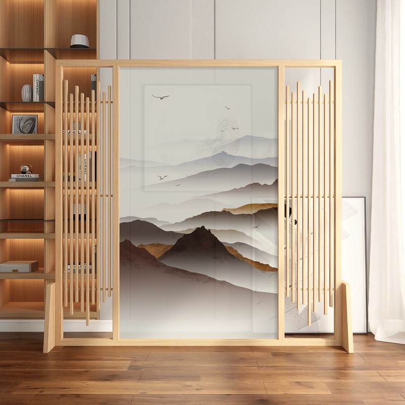 中式屏风隔断客厅山水禅意简约现代卧室遮挡家用玄关座屏办公