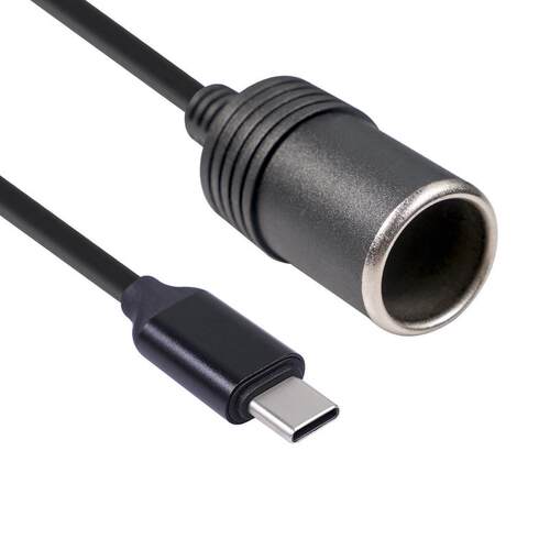 新品30cm全铜TYPE-C 5V转12V点烟器母座汽车车载升压电源转接线
