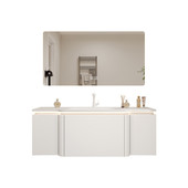 简约浴室柜橡木不规则可丽耐一体盆大肚盆异形窄边凸形圆角洗漱台