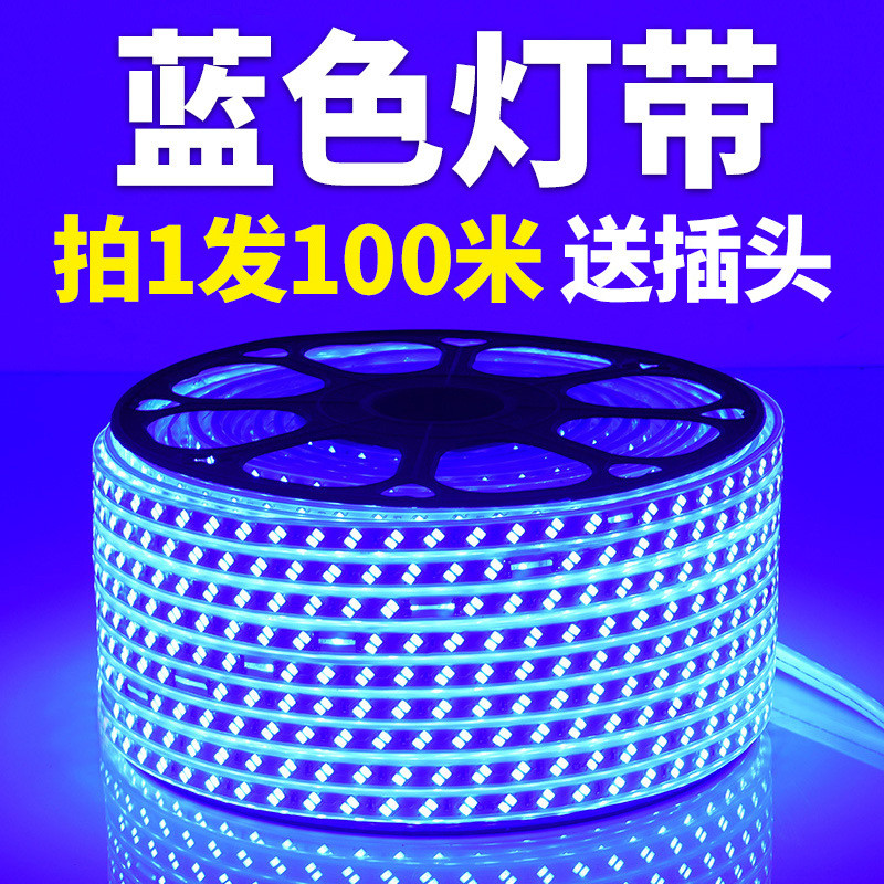 220V蓝色灯条超高亮天花吊顶KTV招牌灯箱装饰长条灯蓝光LED灯带