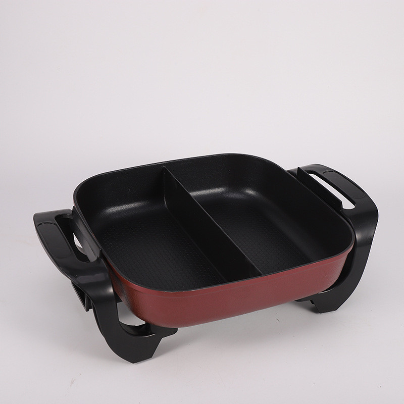 热销韩式多功能养生家用四方野营鸳鸯锅学生宿舍户外锅电热涮烤电