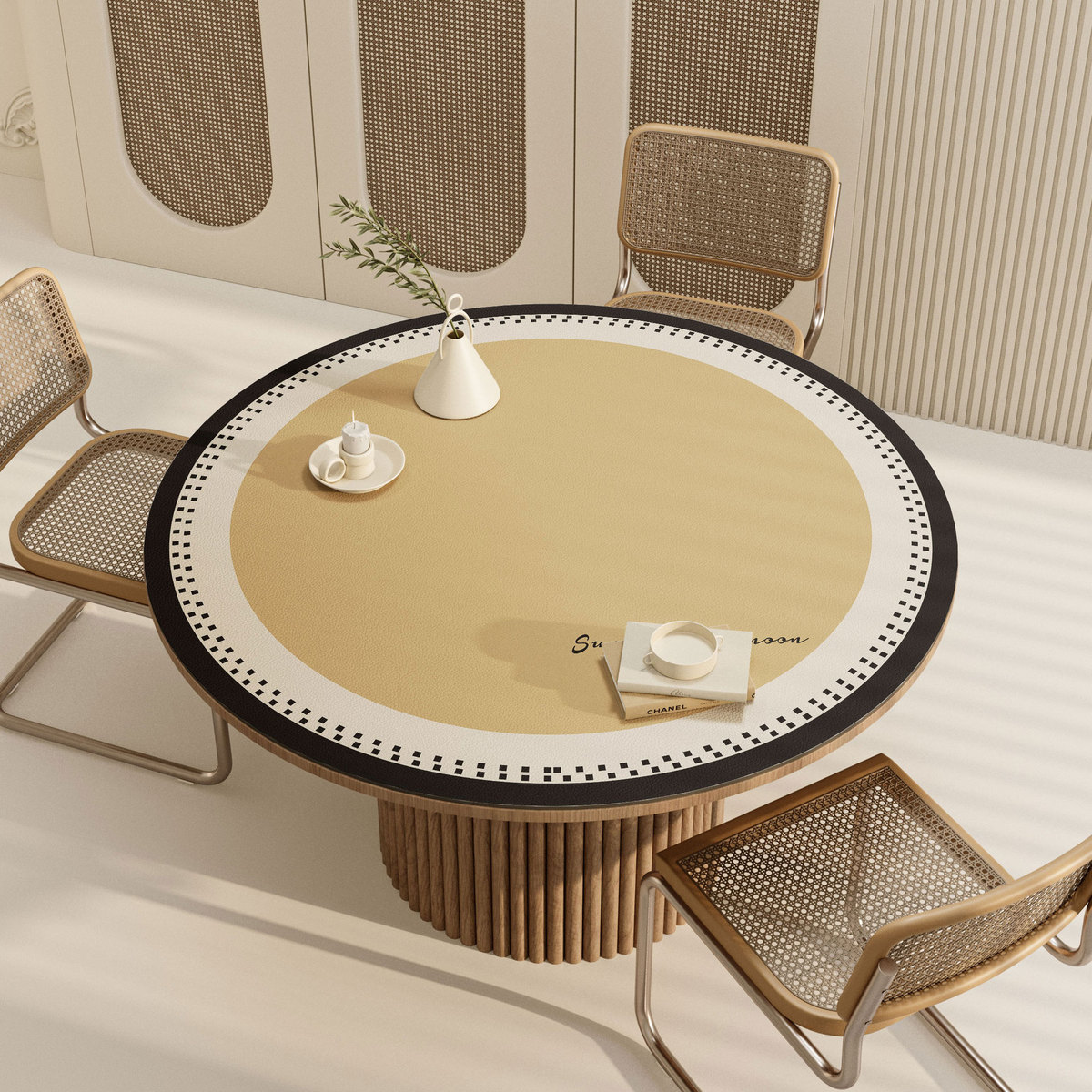 圆形桌布餐桌垫防水防油皮革垫子桌面小圆桌可擦免洗防滑茶几新品