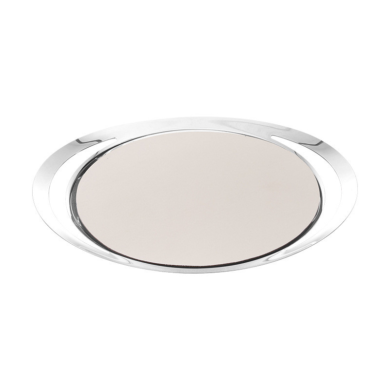 欧式轻奢不锈钢镜面香槟托盘水果盘高档置物托盘下午茶点心托盘