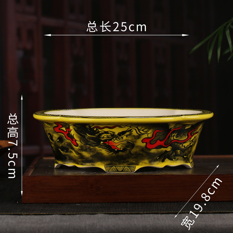 彩绘紫砂花盆批发复古装饰花卉海棠阳台盆盆景落地文竹花盆yzch20