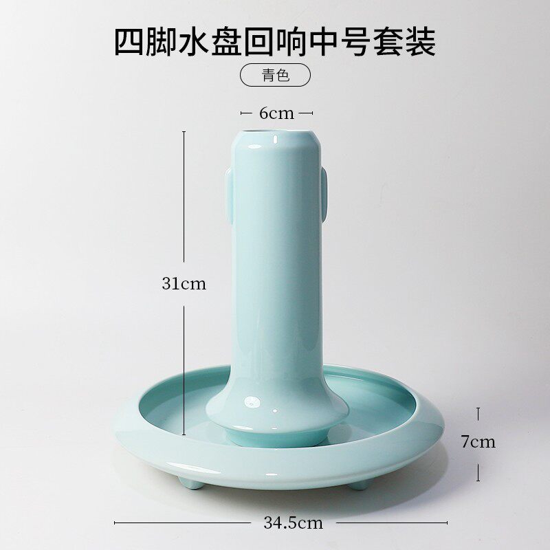 小原流花器插花水盘禅意白色中式四脚器皿日式花道花盘创意花盆