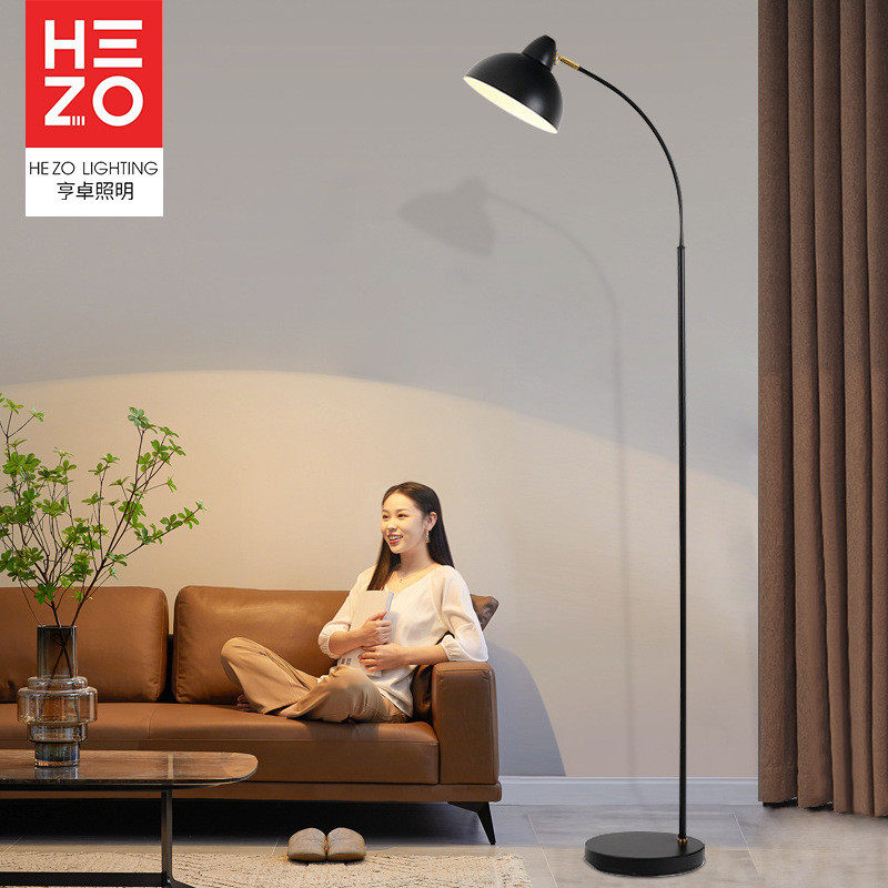 简约美式金属led灯泡可更换落地灯客复古北欧厅卧室落地灯钓鱼