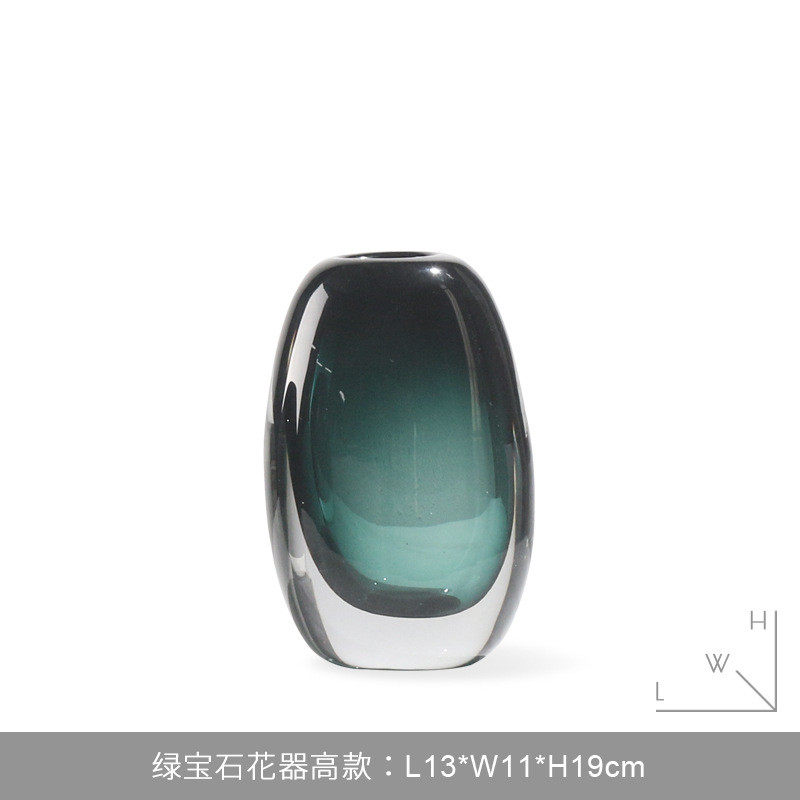 简约现代轻奢玛瑙色透明底玻璃家居器摆件样板房间插花玄关花瓶
