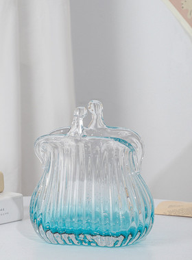 现代简约彩色玻璃顿花瓶芬花瓶水培花插花器摆件客厅玄关餐桌装饰
