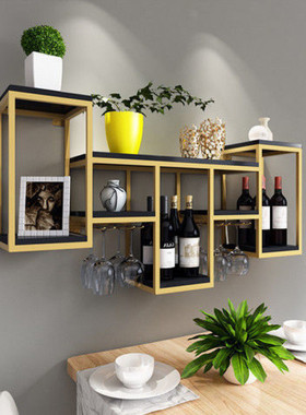 旭鹫简约置物架墙上酒架壁挂铁艺红酒柜展示架餐酒架酒柜墙上壁