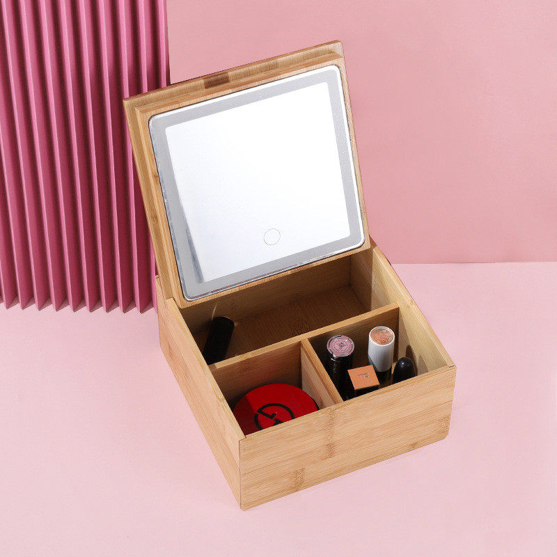 批发化妆镜子台式led灯收纳盒桌面台式镜补光美妆梳妆镜