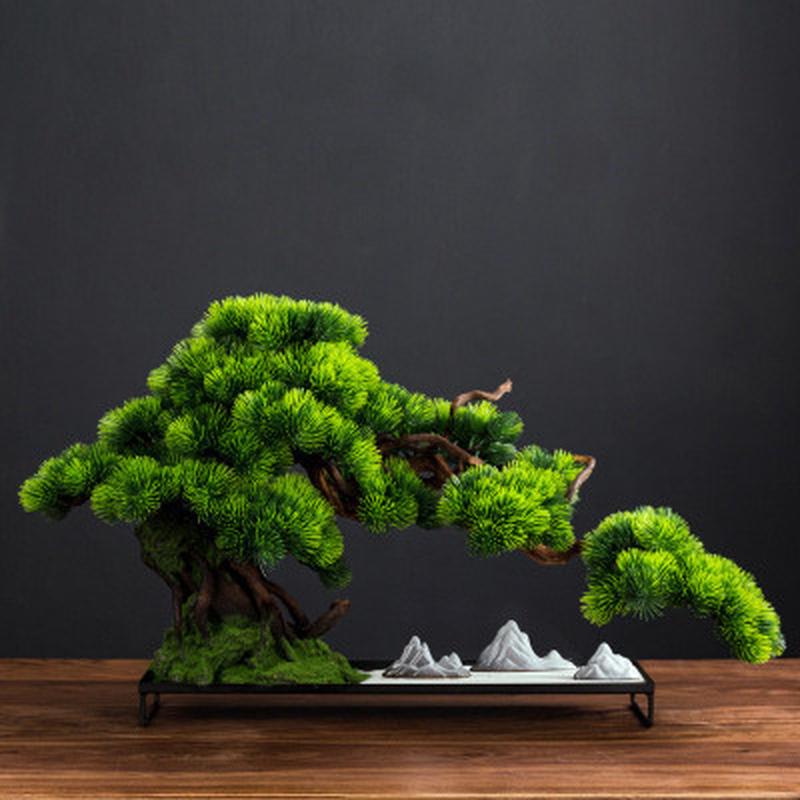 仿真迎客松摆件假绿植盆景中式客厅玄关装饰植物盆栽茶室禅意桌面