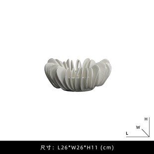 现代简约白色树脂拼接果盘托盘摆件软装家居客厅桌面侘寂风装饰品