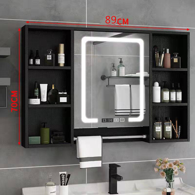 Ps实木防水卫生间镜柜浴室镜子挂墙式洗手间梳妆镜置物架镜厕所壁