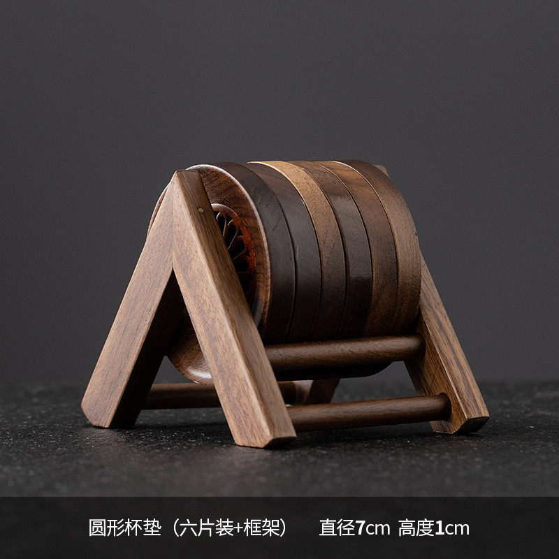直销胡桃木杯垫云海莲花手工沥水蓄水茶垫隔热茶具杯托防烫垫套装