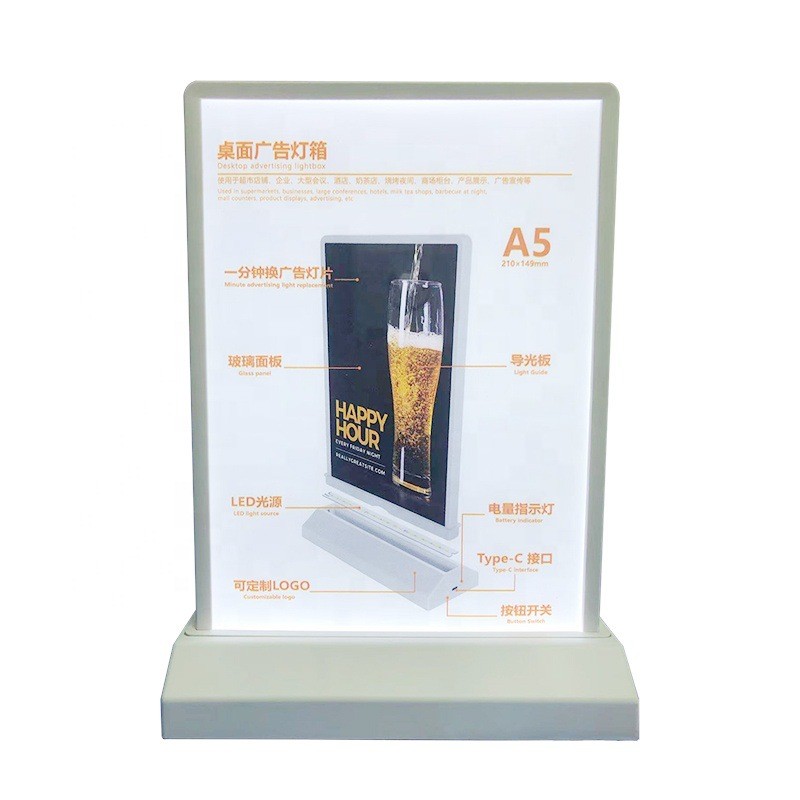 Ultra-thin customize desktop double side poster LED lightbox