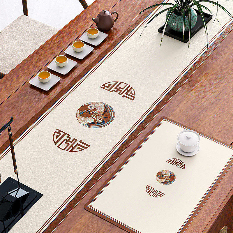 qjao批发桌旗中式轻奢禅意皮革办公室桌垫书房风茶布茶席防水垫子,居家布艺,桌旗,淘宝优惠券,粉丝福利购,淘宝优惠卷