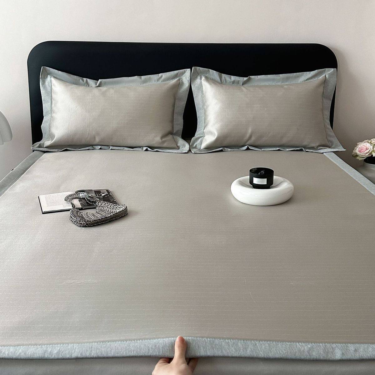 夏可高级感提花冰丝席子床笠款高端家用凉席三件套轻奢机洗空调席