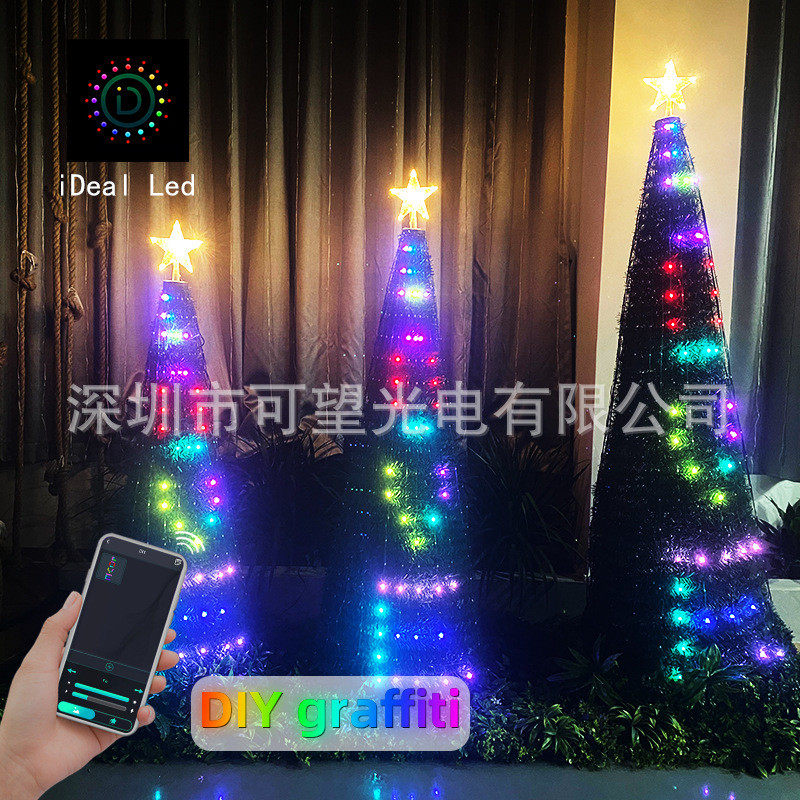 rgb幻彩灯串装饰圣诞树灯户外防水皮线灯手机app控制diy氛围灯带