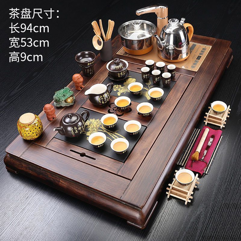 实木茶盘办公室功夫茶具套装家用整套全自动电茶炉茶台茶道杯