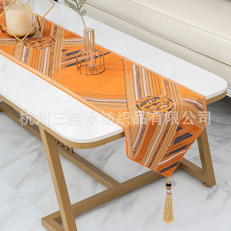 桌旗简约现代布高端布艺长条餐桌布茶几布新中式茶台轻奢床尾旗