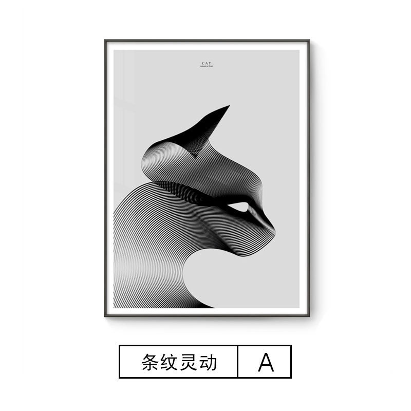 抽象玄关装饰画黑白动物客厅餐厅艺术画现代简约大气挂画竖版壁画图片