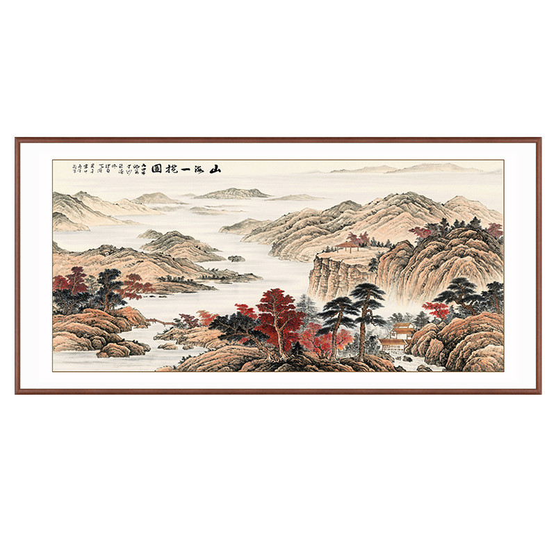 艺术微喷山水国画新中式客厅沙发装饰画名家仿手绘壁画办公室挂画