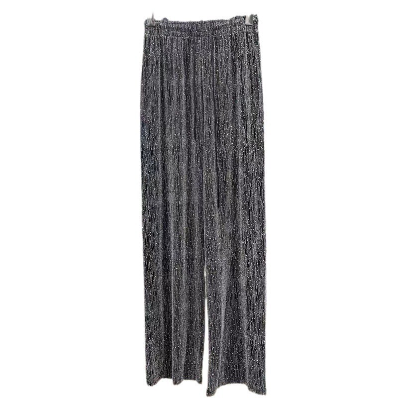 时尚针织工艺面料烫钻锦纶金属面料银灰色冰丝亮晶晶金银线丝布