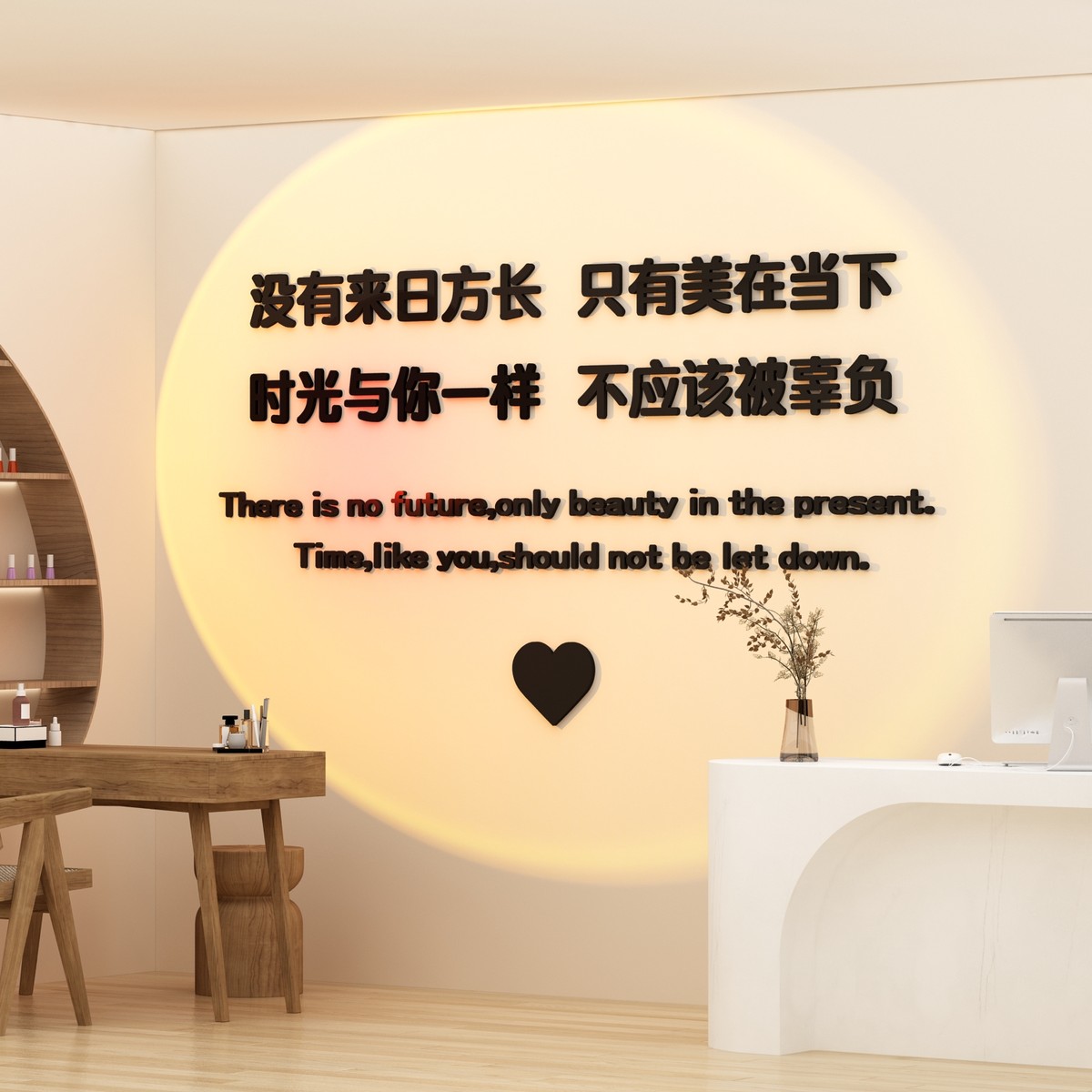 网红美甲店墙面软装饰氛围摆件工作室美容形象业高级感拍照区布置