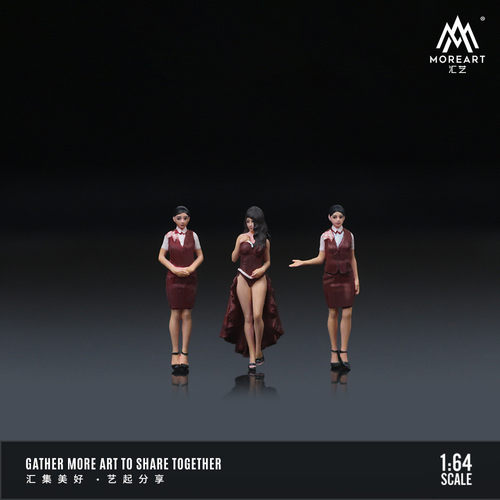 热销艺-汇批发moreart1:64夜店女郎服务员人偶套装仿真树脂模型