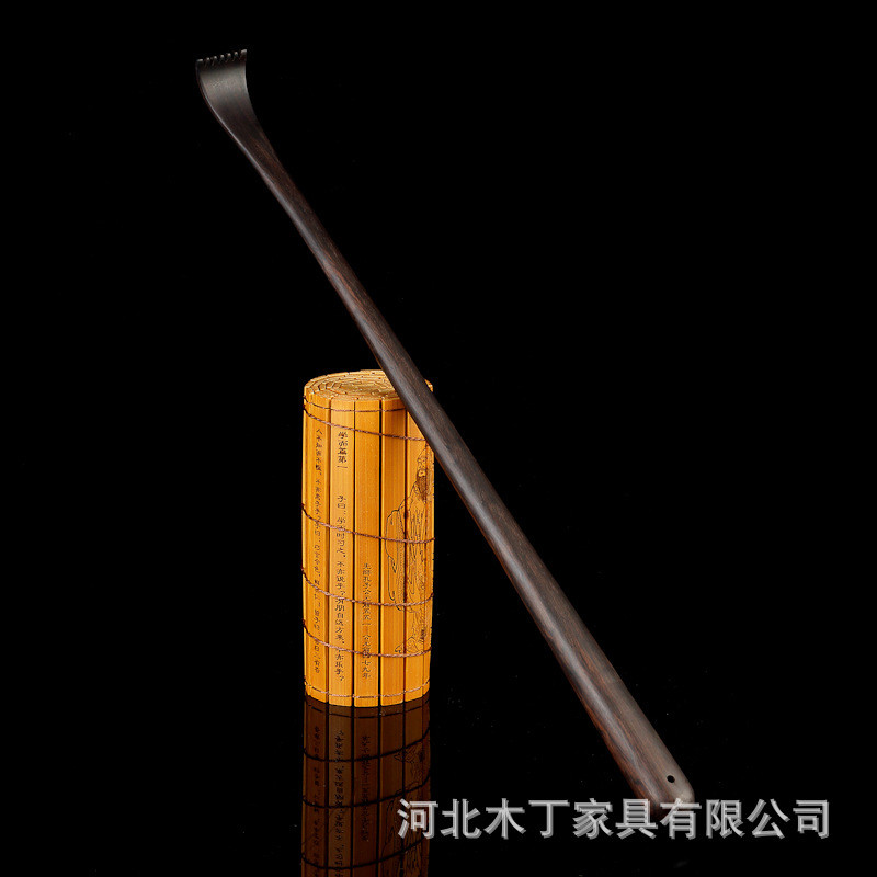 乌木一体无漆痒痒挠紫光檀木加长老头乐高档家居摆件抓背不求人